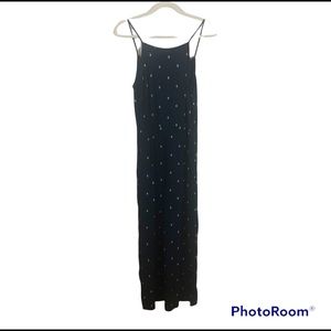 MADISON Navy Diamond Print Jumpsuit Button Down Leg sz Medium